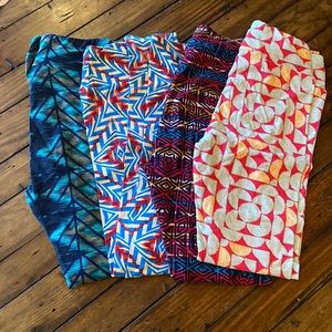 Lularoe leggings, never worn, one size, 4 pairs